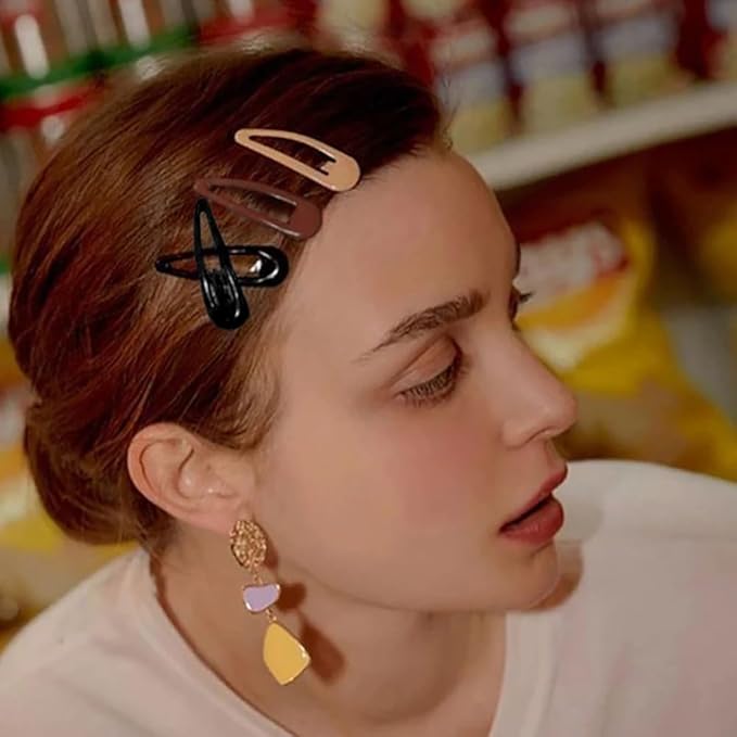20Pcs Snap Hair Clips for Women Waterdrop Non-slip Hair Clips for Thin Fine Hair, Fashion Drip Glaze Metal Hair Barrettes