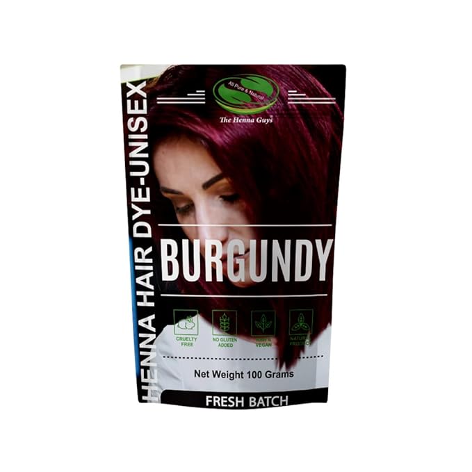 1 Pack Of Burgundy Henna Hair & Beard Color/Dye 100 Grams - Natural Hair Color, Plant-based Hair Dye - The Henna Guys