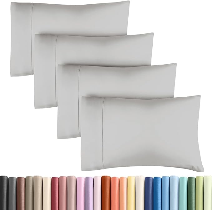 Queen Pillow Cases - 4 Pack - Super Soft Pillowcase Covers - Envelope Enclosure - Hotel Quality Pillow Protectors - Wrinkle Free, Shrink & Stain Resistant - Machine Washable - 20" x 30" (French Grey)