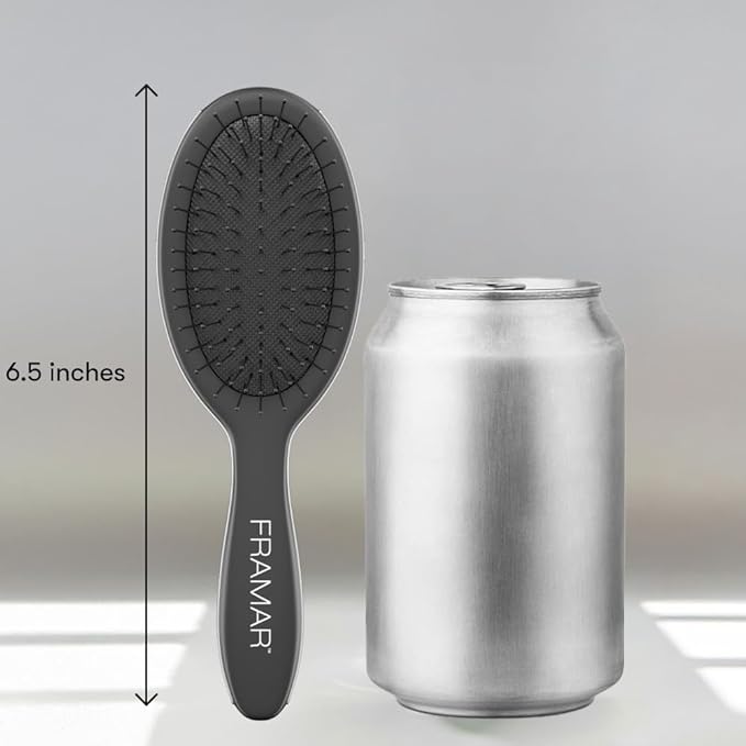 FRAMAR Mini Hair Brush Detangler – Mini Brush For Hair, Small Travel Hair Brush For Women, Travel Hairbrush Detangler, Compact For Travel, Reduces Breakage, For All Hair Types – Matte Black