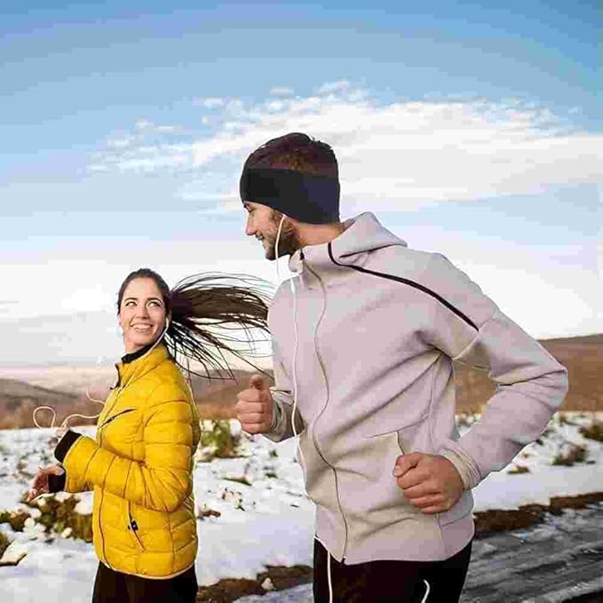 Ear Warmers for Men and Women & Ear Warmers for Cold Weather Headband (Black + Black, One Size)