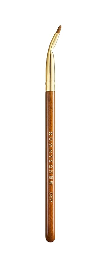Desert Oak Series Bent Eyeliner Brush - 30° Angled Kolinsky Sable for Sharp Lines & Brows, Luxury Bubinga Handle (CM 177)