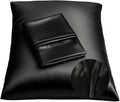 BLISSFORD Black Satin Pillowcase with Zipper for Hair and Skin Care, Feels Soft and Cool Like a Silk Pillowcase, Satin Pillow Cases 2 Pack, Slik Pillow Cover, King Size - Set of 2