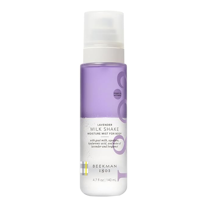 Beekman 1802 Lavender Milk Shake - Body Mist - 4.7 fl. oz - With Hyaluronic Acid & Jojoba Oil - Instantly Moisturizes, Hydrates & Softens - Good for Sensitive Skin - Cruelty Free