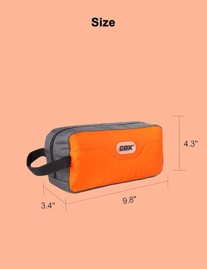 GOX Small Travel Toiletry Bag, Dopp Kit Case For Men, Multifunction Organizer Pouch (Orange/Grey)