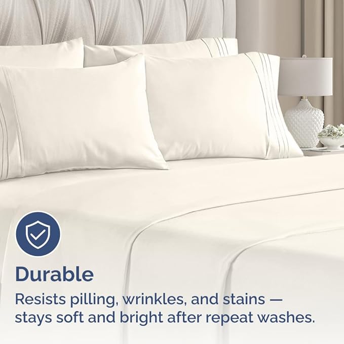 King Pillow Cases Set of 6 - Ultra Soft Hotel Quality Pillowcase Covers - Comfy. Cozy & Wrinkle Free - Shrink, Stain and Fade Resistant - Machine Washable Pillow Protectors - 6 Piece Set - Off White