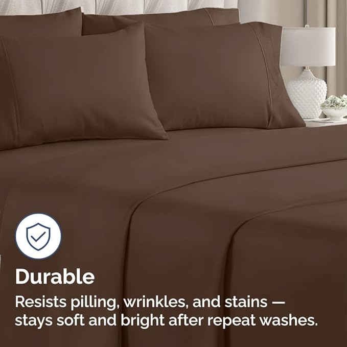 Queen Pillow Cases - 4 Pack - Super Soft Pillowcase Covers - Envelope Enclosure - Hotel Quality Pillow Protectors - Wrinkle Free, Fade, Shrink & Stain Resistant - Machine Washable - 20" x 30" (Brown)