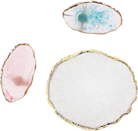 3pcs Resin Nail Art Palette Kit Adjustable Finger Rings,Nail Holder Nail Gel Polish Colors Mixing Pallet, Manicure Tool Accessory