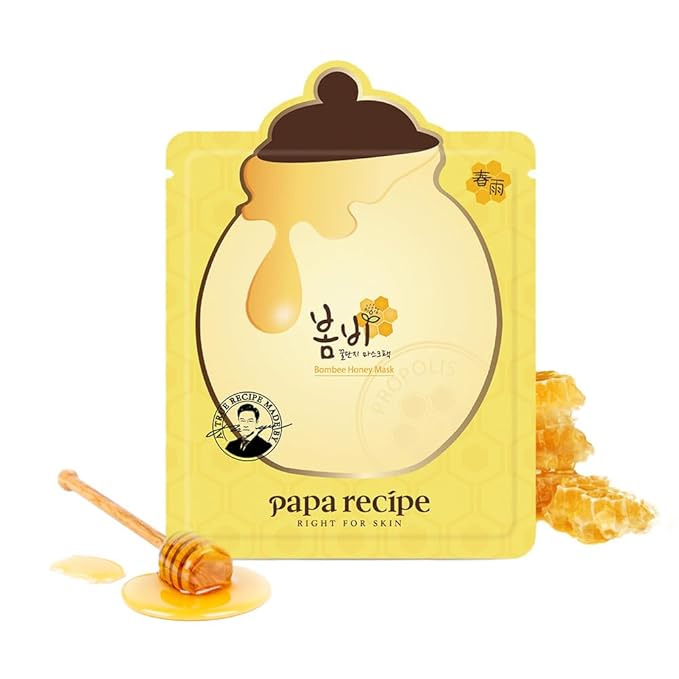 Papa Recipe] Bombee Honey Facial Mask Pack - 25g x 10 Sheets - Deep Moisturizing Serum for Dry Skin - Korean Beauty Skincare