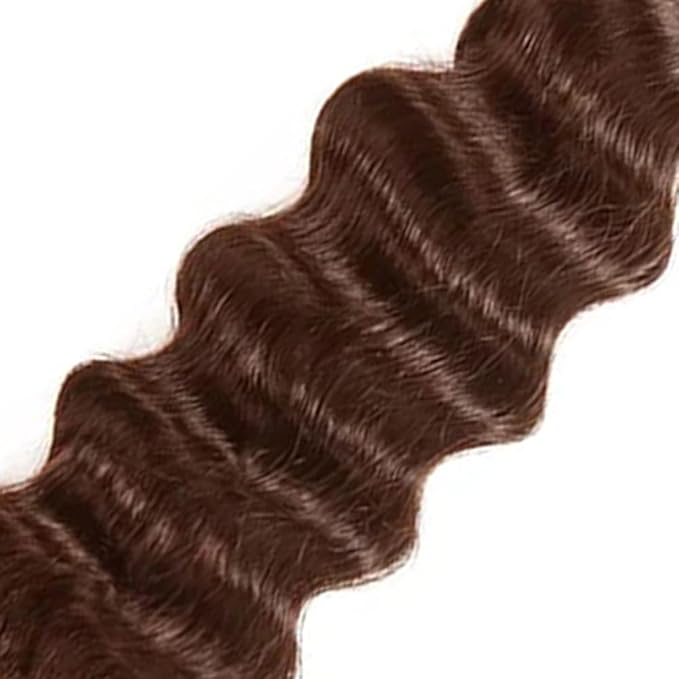 Color 4 Deep Wave Bundles Chocolate Brown Human Hair Bundles Niegmeag Single Bundle 20 Inch Brazilian Unprocessed Virgin Remy Hair Extensions For Woman