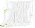 Set of 2 100% Silk Pillow Cases King - 6A Luxury Mulberry Silk Pillowcase for Hair and Skin - Anti-Wrinkle, Cooling & Smooth, Hidden Zipper - Pillowcases for Sleeping Women Girl, Boy, White