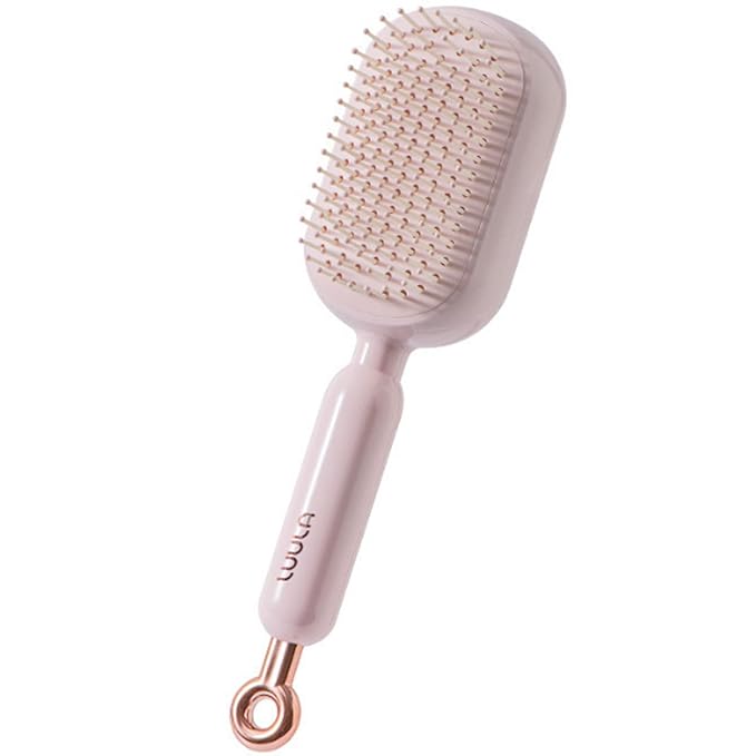 Retractable Cushion Massage Comb for Wet & Dry Hair, Anti-Static Self Cleaning Hair Brush for All Hair Types, Soft Bristles, Easy Eliminates Knots, Detangling Hairbrush for Women Men (Pink)