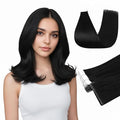 Full Shine Invisi Edge Tape in Hair Extensions 14 Inch Color 1 Black Machine Remy Invisible Injected Tape in Extensions Real Human Hair 20 Pcs Add Volume for Wedding 40 Grams
