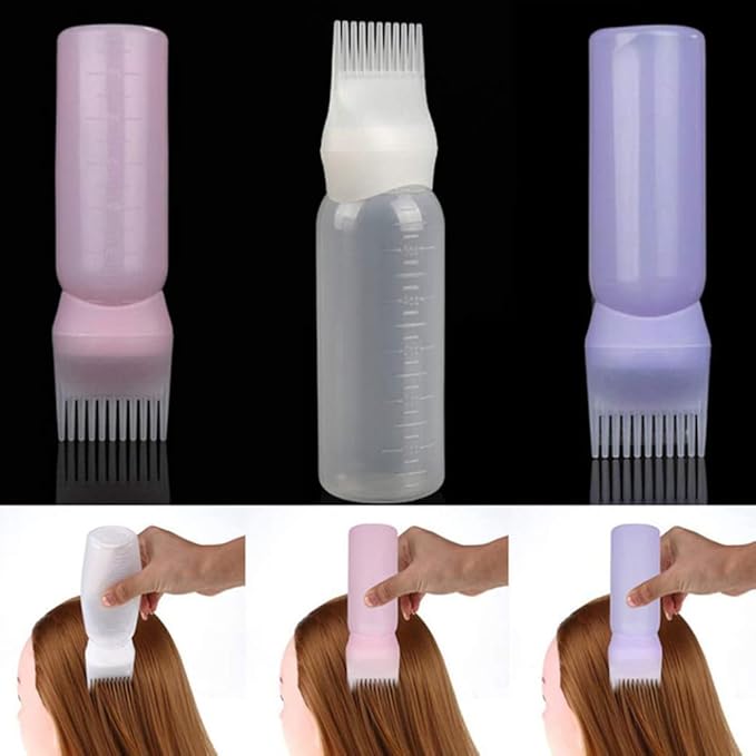 Hair Oil Applicator,Root Comb Applicator Bottle, Hair Dye Bottle 160ML Shampoo Bottle Hair Comb Applicator Bottle Brush Bottle for Hair Dyeing Tool White