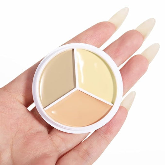 Kaely Tri Color Concealer Pot,Color Correcting Concealer for Dark Circles Spots,3 Color Cream Concealer Full Coverage,Foundation Contour Makeup Palettes,under Eye Brightener corrector de ojeras,03