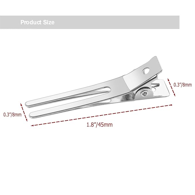 50pcs Metal Double Prong pin Curl Hair Clips for Styling Sectioning,Silver Hair Clips for Women Long Hair,Metal Alligator Curl Clips for Hair Roller,Salon,Bows DIY with Case