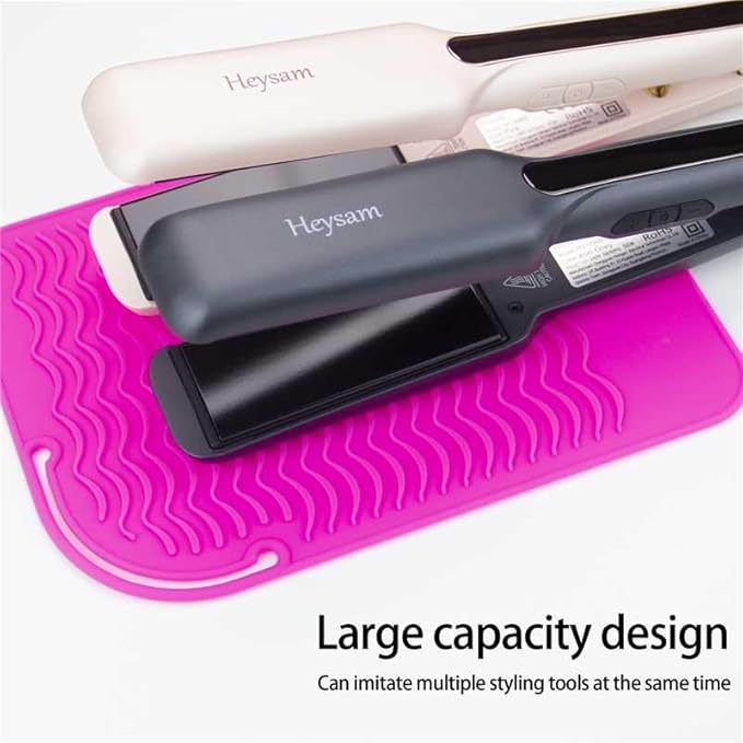Heysam Flat Iron Silicone Mat for Hair Tools-Curling Iron and Hair Straighteners, Heat Resistant Mat for Travel Vanity Salon, Portable Vanity Pad/Organizer, Size (9“ x 6.5”) – Gray