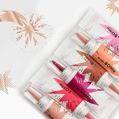 FLOWER Beauty By Drew Barrymore Liquid Blush Makeup Bomb Color Drops -Silky Lightweight Formula + Gel Cream Blush for Cheeks - Radiant + Glossy Finish - Buildable + Lightweight Formula - Cruelty-Free + Vegan (Cinnamon)