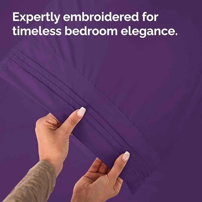 King Pillow Cases Set of 6 - Ultra Soft Hotel Quality Pillowcase Covers - Comfy & Wrinkle Free - Shrink, Stain and Fade Resistant - Easy-Care, Machine Washable Pillow Protectors - 6 Piece Set - Purple