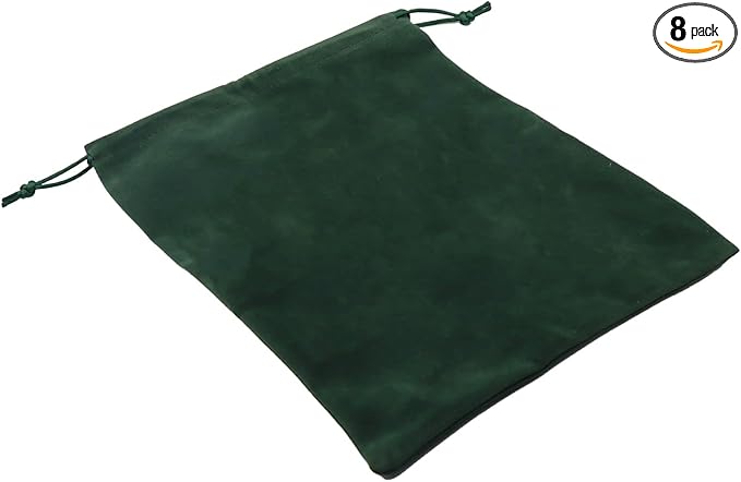 Aestivate 8 Pack Large Velvet Drawstring Pouch, Velvet Bag 8×10 Inch Storage Bag Cosmetics Pouches Dust Bag 8 Pieces (Green)