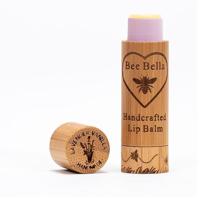 Bee Bella Lip Balm, Lavender Vanilla, 3 Pack - Hydrating, Moisturizing Lip Care, 100% Natural, Original Organic Beeswax with Vitamin E, Handmade in USA