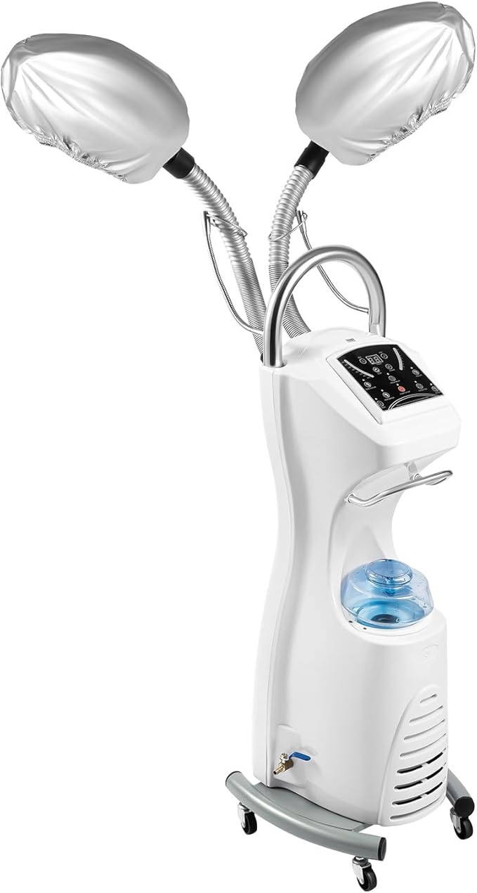 Standing Hair Steamer for Deep Conditioning, 7 in 1 Nano Ionic Steam Therapy, Pro Hair Care SPA Treatment w/Steam Caps, 8-Temp Adjustable for Hair Treatment, Coloring, Scalp Care - Salon & Home Use