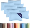 King Pillow Cases Set of 8 - Ultra Soft Hotel Quality Pillowcase Covers - Comfy. Cozy & Wrinkle Free - Shrink, Stain and Fade Resistant - Machine Washable Pillow Protectors - 8 Piece Set - Light Blue