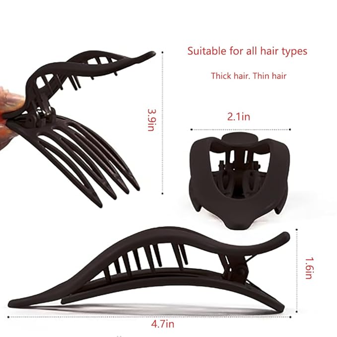 4 PCS Flat Hair Clips for Women – Large Matte No-Slip Claw Barrettes，duckbill hair clips for women for Thick or Thin Hair, Lay Down Women's and Girls' Hair Accessories