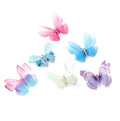 6Pcs/pack 3D Colorful Organza Butterfly Hair Clips - Chiffon Fairy Wings - Ribbon Wrapped Clips 0.4Inch Barrettes Hair Accessories For Women(Multicolor1)