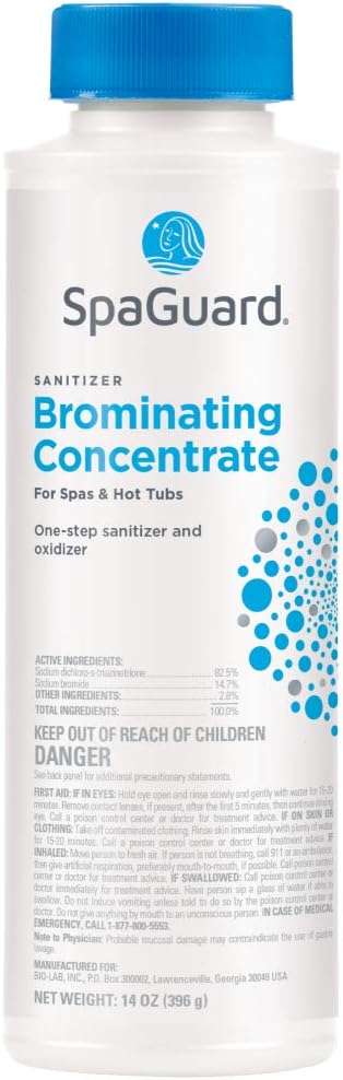 SpaGuard Brominating Concentrate for Spas & Hot Tubs, 14 oz, One-Step Sanitizer & Oxidizer, pH Neutral, Easy to Use, Fast-Dissolving Brominating Granules