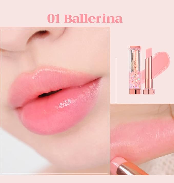 Sparkle Cute Lip Balm, Color Changing, Moisturizing, Shimmery Finish, #01 Ballerina