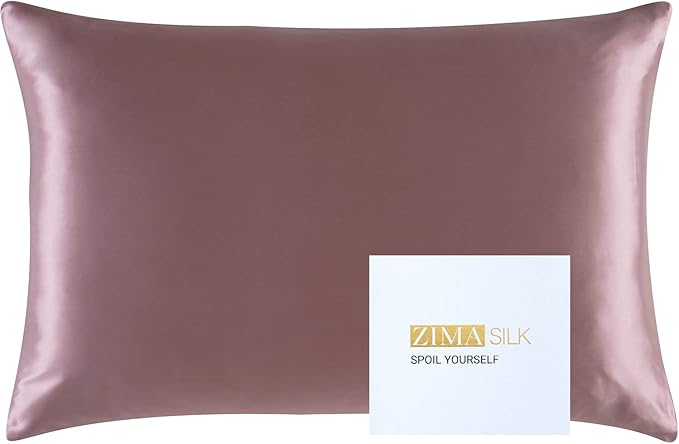 ZIMASILK 25 Momme 100% Pure Mulberry Silk Pillowcase for Hair and Skin Care, Highest Grade 6A Pillow Cases for Women, Long-Lasting Durablity, Gift for Women Men, 1Pc (King 20"x36", Grey Purple)