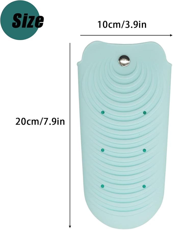 Heat Resistant Silicone Mat Pouch for Hair Styling Tools, Curling and Flat Irons Non-Slip Travel Cover, Small Portable Straightener Pad for Curler Wands Storage, Hot Waver (Green)
