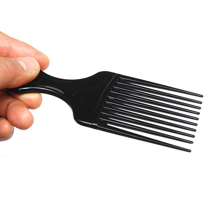 (3 Pack) 5.25" Plastic Afro Pick Lift Hair Comb Detangle Wig Braid Hair Man Styling Comb (Black_B)