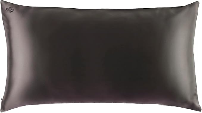 slip King Pure Silk Pillow Case - 100% Pure 22 Momme Mulberry Silk - King Size Standard Pillow Case -Anti-BedHead, Anti-Sleep Crease, Charcoal (20" x 36")