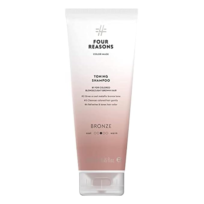 FOUR REASONS Bronze Hair Toner - Color Depositing Shampoo for Treated Hair (8 Colors, Sulfate-Free, Vegan, 8.45 Fl Oz)