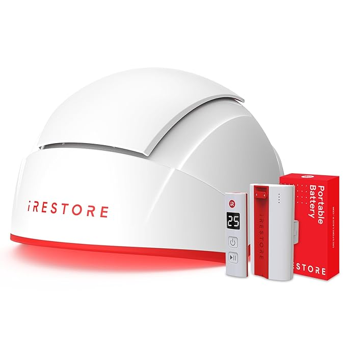 iRestore Professional + Rechargeable Battery Pack - Laser Red Light Therapy for Hair Growth - FDA Cleared Hair Loss, Thinning Treatment for Men & Women - Hair Regrowth Cap - 282 Lasers & LEDs