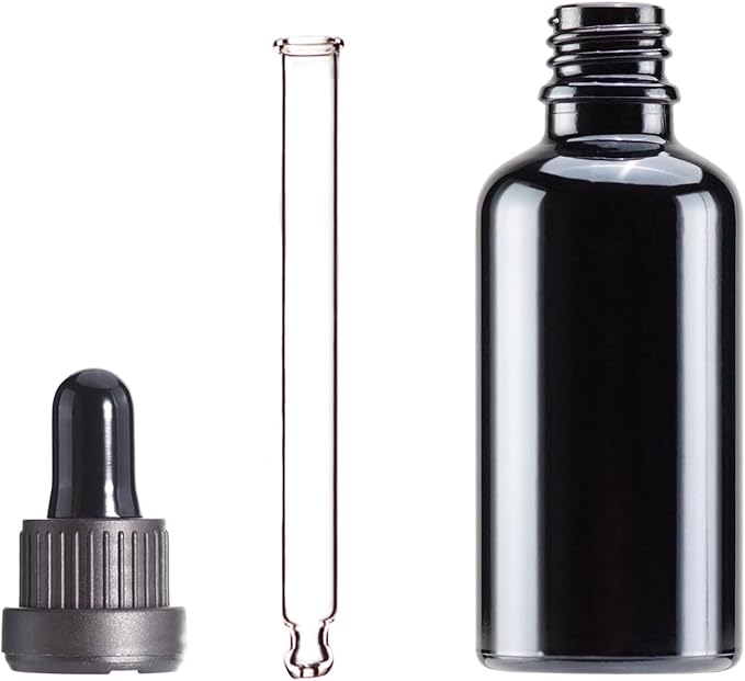 YIZHAO Black Glass Dropper Bottle 2oz, Tincture Bottles with Glass Dropper, for Essential Oils, Aromatherapy, Cosmetic, Laboratory, Pharmacy, Liquids, Travel –6 Pcs
