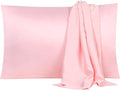uxcell 2 Pack Silk Satin Pillowcase for Hair and Skin, Cool, Silky, Soft Breathable Pillow Cases King Size 20x36 Inch Sateen Pillowcase Pink with Envelope Closure