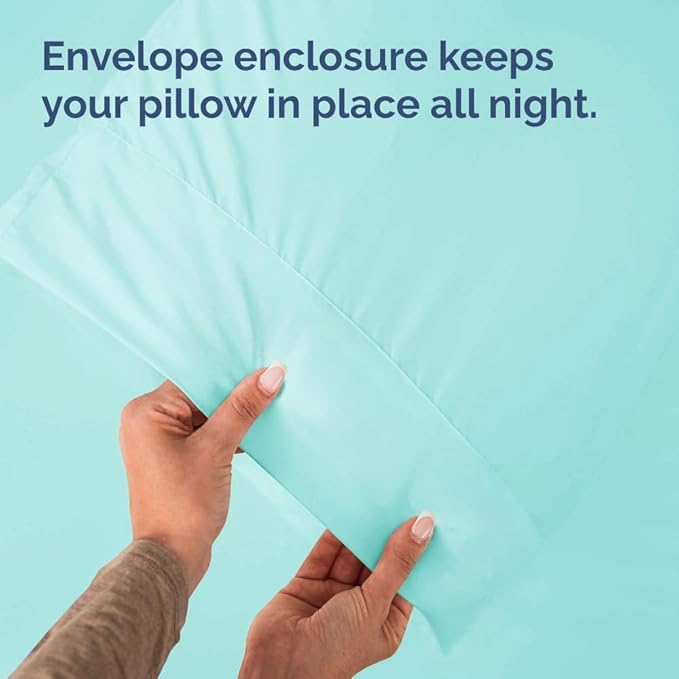 King Pillow Cases - 4 Pack - Super Soft Pillowcase Covers - Envelope Enclosure - Hotel Quality Pillow Protectors - Wrinkle Free, Shrink and Stain Resistant - Machine Washable - 20" x 40" (Spa Blue)