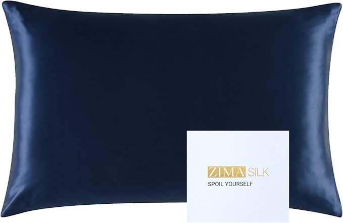 ZIMASILK 25 Momme 100% Pure Mulberry Silk Pillowcase for Hair and Skin Care, Highest Grade 6A Pillow Cases for Women, Long-Lasting Durablity, Gift for Women Men, 1Pc (Standard 20"x26", Navy Blue)