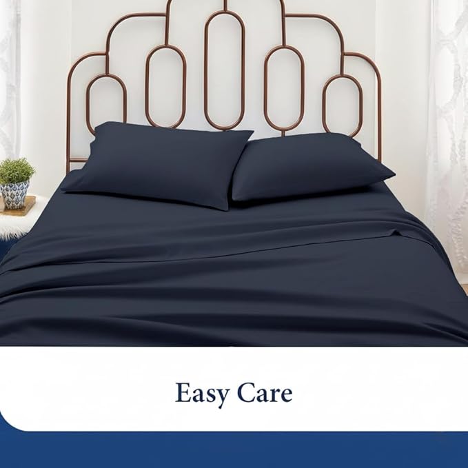 SKY BEDDINGS Queen Pillowcase Set of 2 - Soft Brushed Microfiber Pillow Cases with Envelope Clouser - Wrinkle-Free, Fade-Resistant Pillow Covers - 20 x 30 Inches, Navy Blue