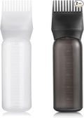 Pimoys 2 Pack Root Comb Applicator Bottle 6 Ounce Oil Applicator for Hair Dye, Hair Oiling Applicator Hair Coloring Bottle with Graduated Scale, Black and White