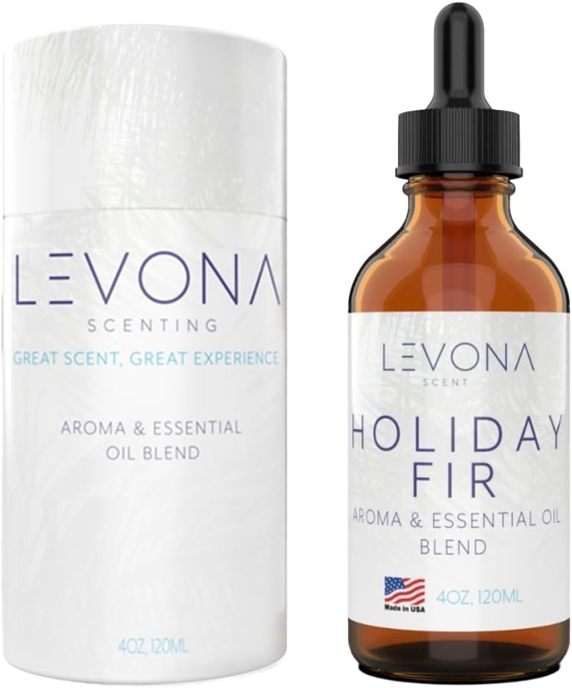 Levona Scent Christmas Essential Oils for Diffuser: Holiday Fir Essential Oil for Diffusers for Home - Essential Oils with Notes of Sandalwood & Amber Oil - Winter Fir and Balsam Fragrance - 120Ml