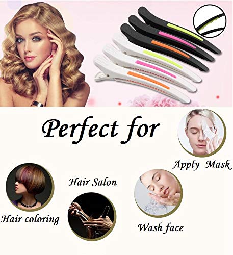 6Pcs/set Pinup Plastic Duck Bill Hair Clips for Sectioning Hair - Professional Non Slip Silicone band Clips Salon DIY Accessories Hairpins Hairgrip for Women(Blcak-Style3)