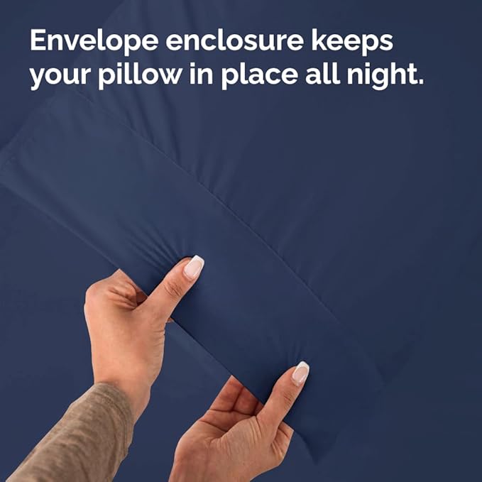 King Pillow Cases - 2 Pack - Super Soft Pillowcase Covers - Envelope Enclosure - Hotel Quality Pillow Protectors - Wrinkle Free, Shrink and Stain Resistant - Machine Washable - 20" x 40" (Navy Blue)