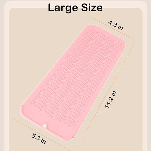 2 Pcs Professional Silicone Heat Resistant Mat Pouch for Curling Iron, Flat Iron and Other Hot Tools, Portable Travel Mat and Cover for Hair Styling Tools with Hanging Hole (2PCS Pink)