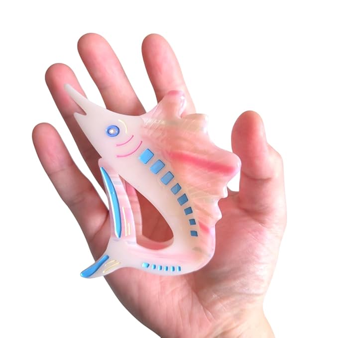 Novelty Sailfish Hair Clips,Cute Acetate Hair Clip,Big Claw Clips for Women,Pink