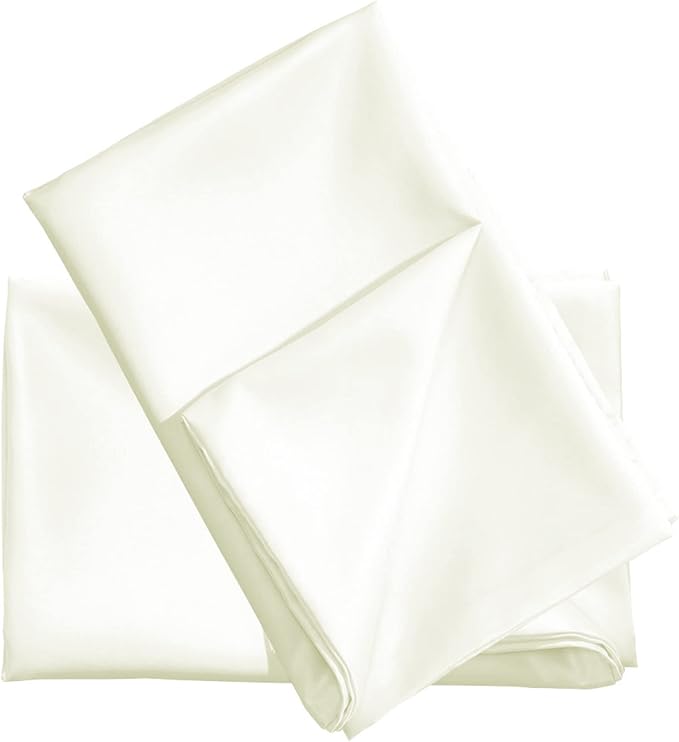 uxcell 2 Pack Silk Satin Pillowcase for Hair and Skin, Cool, Silky, Soft Breathable Pillow Cases Standard Size 20x26 Inch Sateen Pillowcase Pearl White with Envelope Closure