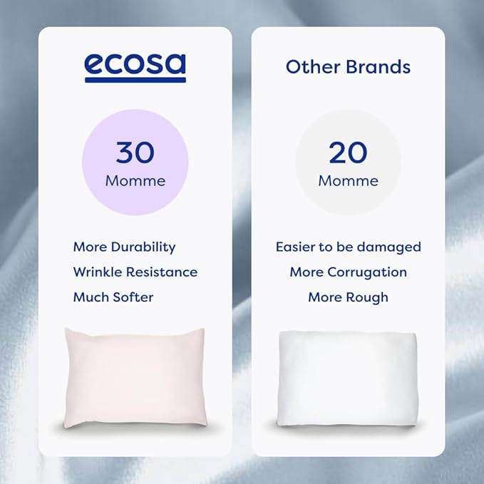 ECOSA Luxurious 30 Momme 100% Mulberry Silk Pillowcase (50x70cm) – 6A Grade Charmeuse Weave, Oeko-TEX® Certified – Frizz-Free Hair & Wrinkle-Free Skin (Glacial Green)